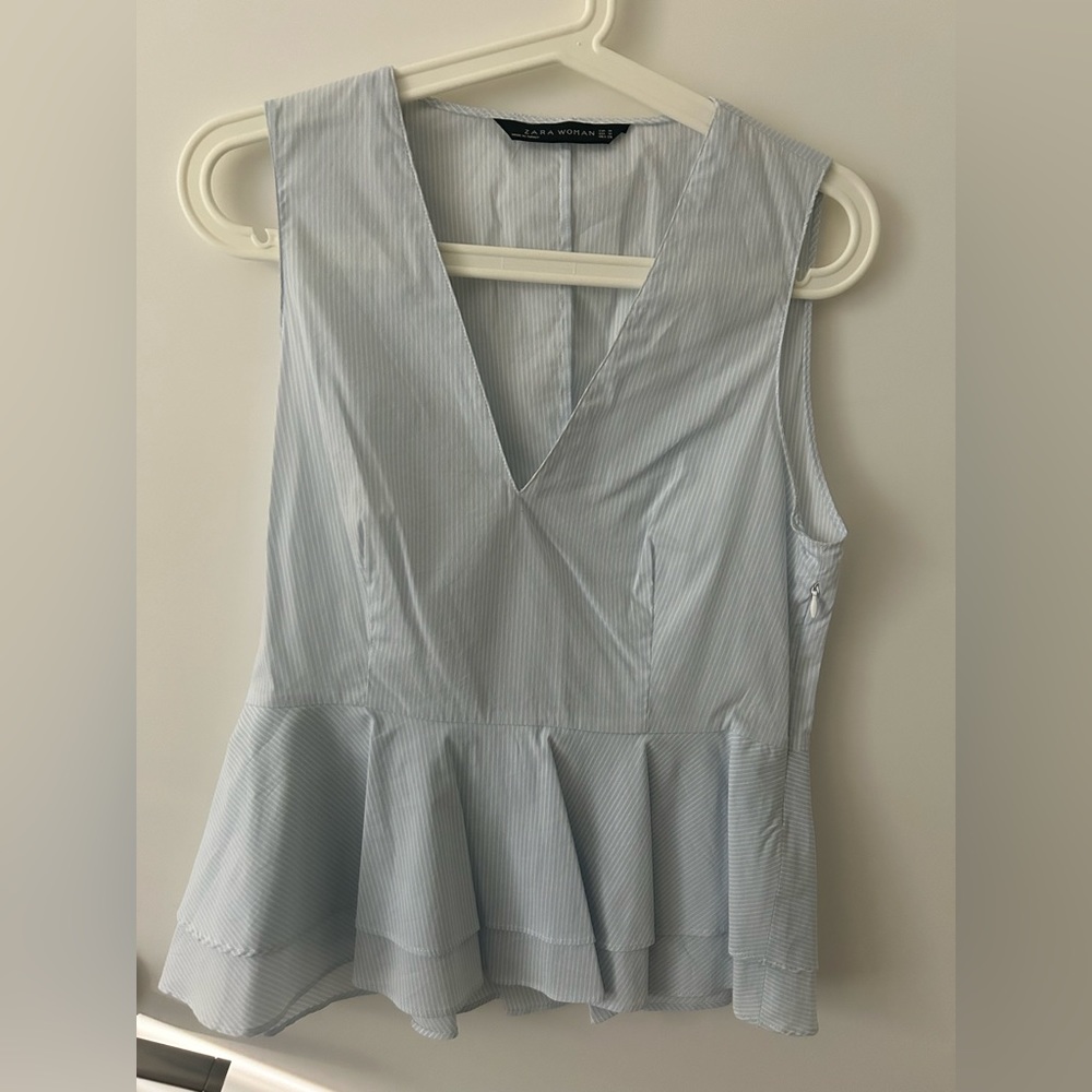 Zara Striped V-Neck Peplum Top
